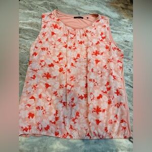 Zero Peach Floral Sleeveless Blouson Top Elastic Hem Size medium